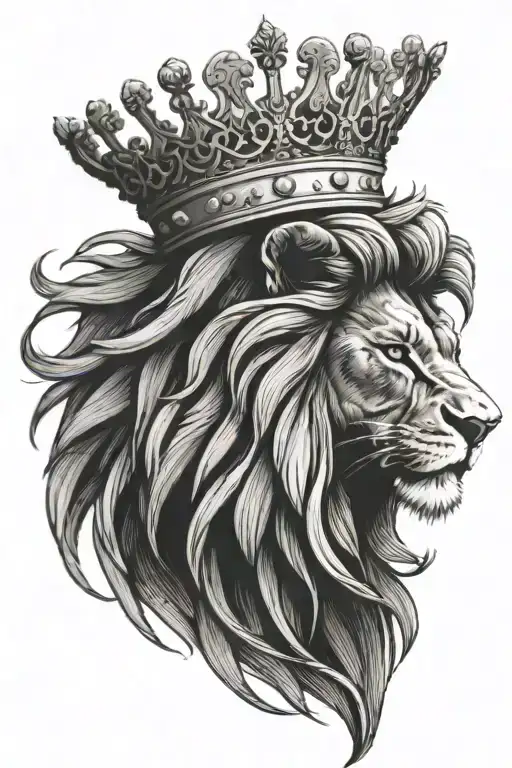 A lion crowned as a king symbolizing victory and leadership in hockey tattoo design idea