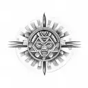 tribal tattoo integrating Native American symbols of strength, family, courage, protection, good luck, positive energy tattoo design idea