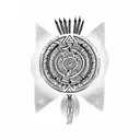 tribal tattoo integrating Native American symbols of strength, family, courage, protection, good luck, positive energy tattoo design idea