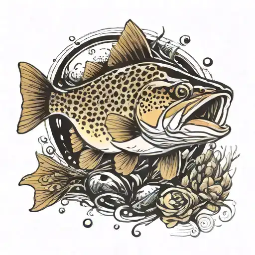 brown trout tattoo design idea