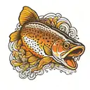 brown trout jumping tattoo design idea