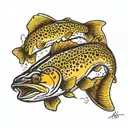brown trout jumping tattoo design idea
