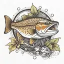 brown trout tattoo design idea