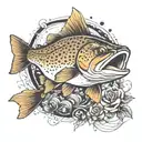 brown trout tattoo design idea