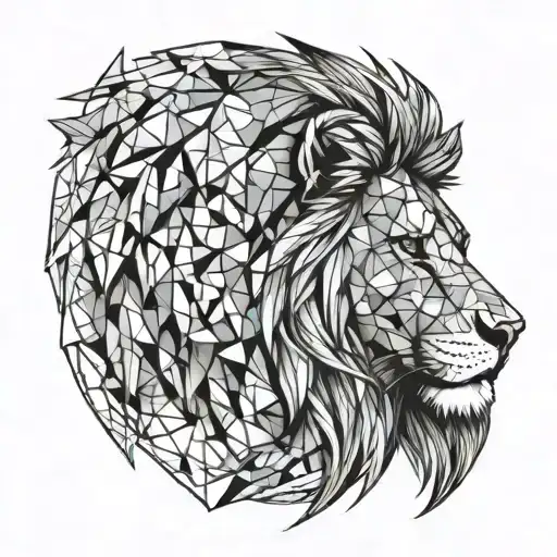 cyber lion head tattoo design idea