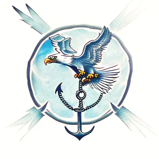 Eagle with an anchor and chain reaching for a cobra tattoo design idea