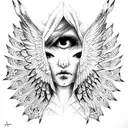 seraphim with eyes tattoo design idea