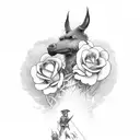 Roland in a field of roses staring at the dark tower tattoo design idea