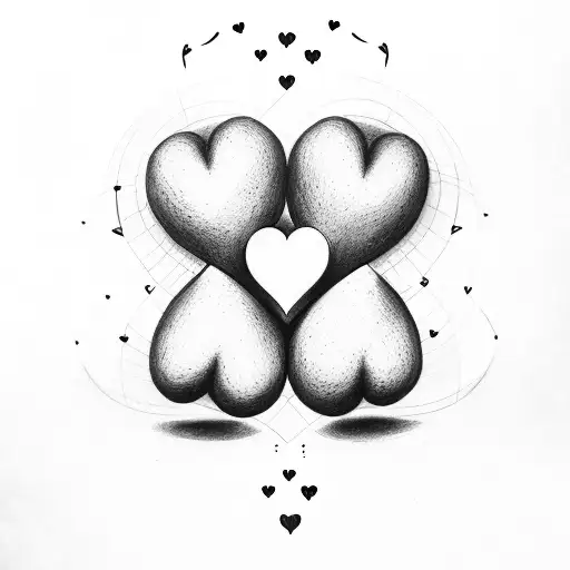  3 Hearts, 2 bigger than the third, smaller one is under them, they are not touching tattoo design idea