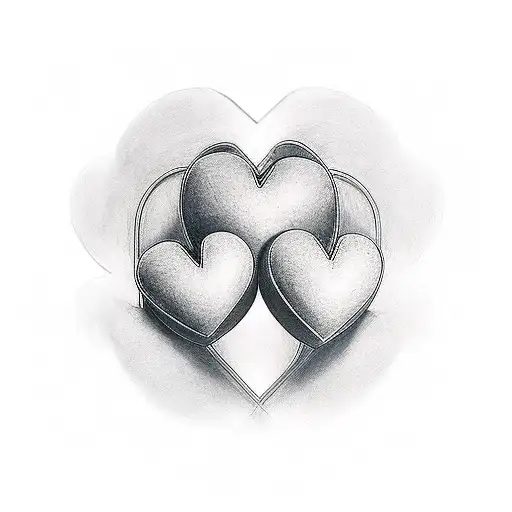  3 Hearts, 2 bigger than the third, smaller one is under them tattoo design idea