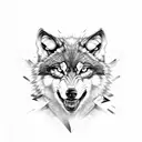 glass shards, wolf with teeth tattoo design idea