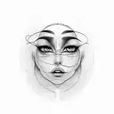 One single line with eyes lips and brain  tattoo design idea