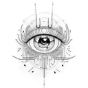 One single line with eyes lips and brain  tattoo design idea