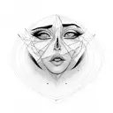 One single line with eyes lips and brain  tattoo design idea