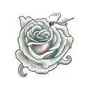 rose and flying dragonfly tattoo design idea