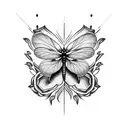 rose and flying dragonfly tattoo design idea