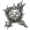 flail spiked ball on chain tattoo design idea