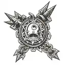 flail spiked ball on chain tattoo design idea