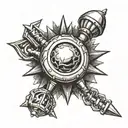 flail spiked ball on chain tattoo design idea