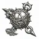 flail spiked ball on chain tattoo design idea