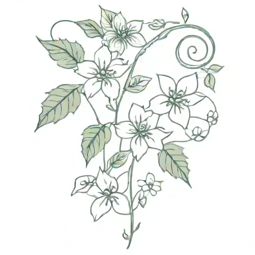 flowers and ivy vines tattoo design idea