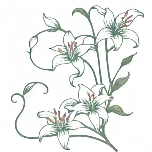 ivy vines and lillies tattoo design idea