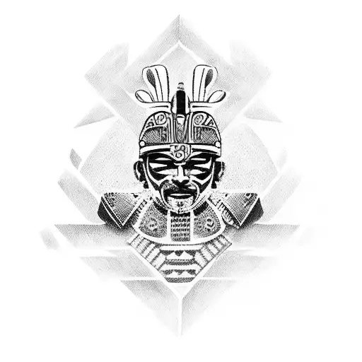 aztec warrior with tribal outline  tattoo design idea