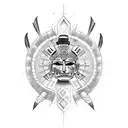 aztec warrior with tribal outline  tattoo design idea