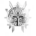 aztec warrior with tribal outline  tattoo design idea