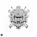 aztec warrior with tribal outline  tattoo design idea