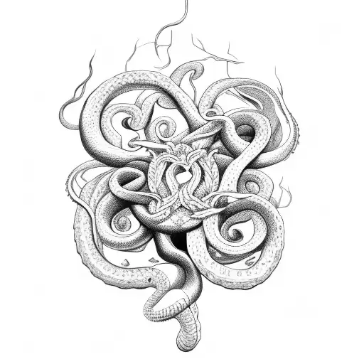 hells flower and snakes tattoo design idea