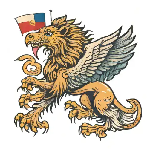lion, stork bird, dutch flag  tattoo design idea
