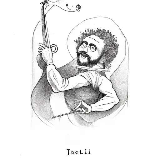 the fool tarot card jester play violin tattoo design idea