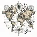 world map coordinate tattoo design idea