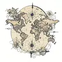 world map coordinate tattoo design idea