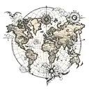 world map coordinate tattoo design idea