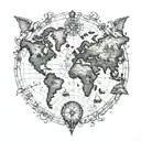 world map coordinate tattoo design idea