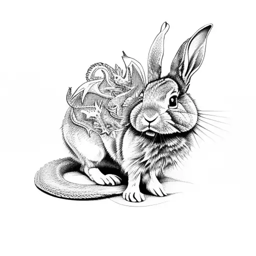 rabbit and dragon tattoo design idea