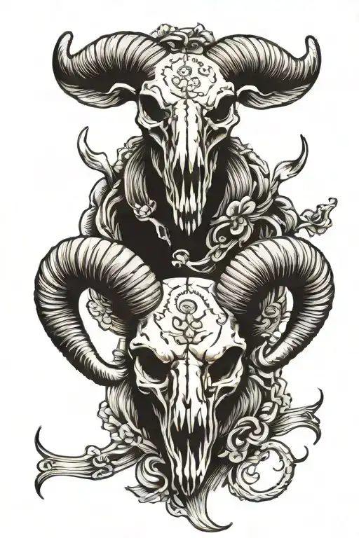 Ram Skull tattoo design idea
