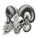Ram Skull with Edelweiss flower intertwined tattoo design idea