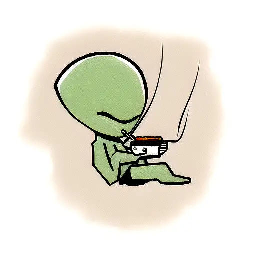 Alien smoking tattoo design idea