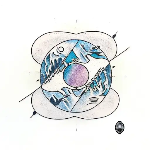 Yin and Yang with the earth's elements tattoo design idea