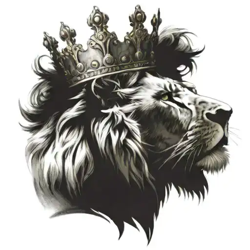 lion wearing a crown tattoo design idea