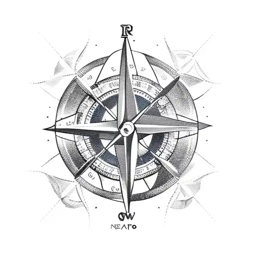 broken compass with kraken  tattoo design idea