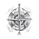 broken compass with kraken  tattoo design idea