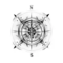 broken compass with kraken  tattoo design idea