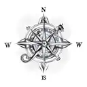 broken compass with kraken  tattoo design idea