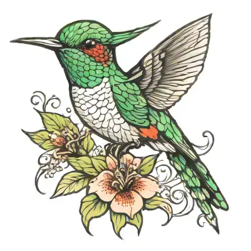 Jamaican humming bird holding a scorpion tattoo design idea
