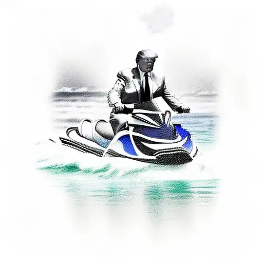  Donald Trump on a jet ski  tattoo design idea
