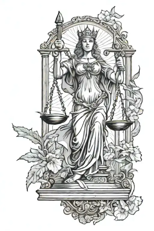 lady justice tarot card tattoo design idea
